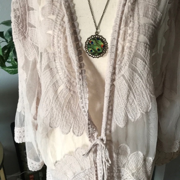 Summer Bohemian Swim Cover Up Natural Textured LIKE NEW FINAL SALE Med - Picture 4 of 9